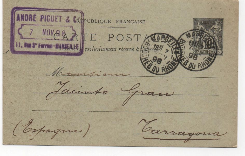 FRANCIA POSTAL N-31 (SELLO 10 CTS NEGRO)